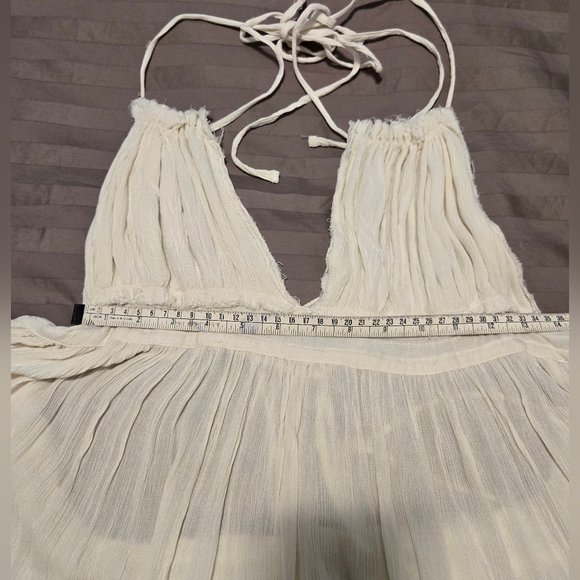NWT - Free People 100 Degrees Mini Halter Dress Ivory Cream Boho Dress. Size S. - Picture 11 of 14